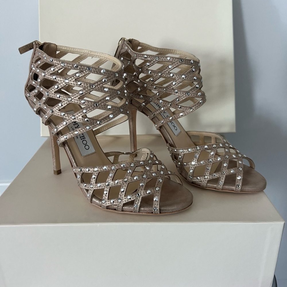 Jimmy Choo Glittering Tan Heels